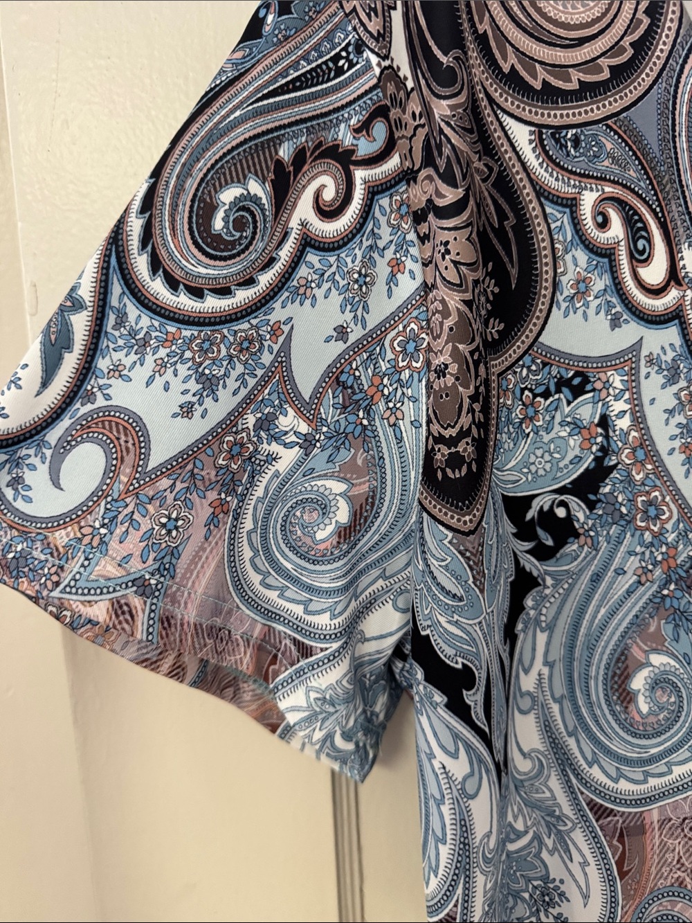 Paisley Scalloped V-Neck Dress Short Sleeve Gradient Blue & Pink Print Sz XXL - Picture 7 of 14